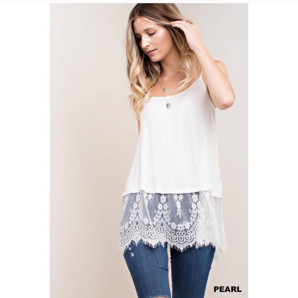 Last M New Bohemian Flattering Lace Trim Tank - Picture 3 of 5